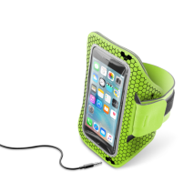 Sportovní neoprénové pouzdro CellularLine ARMBAND RUNNING, pro smartphony do velikosti 5,2", limetková