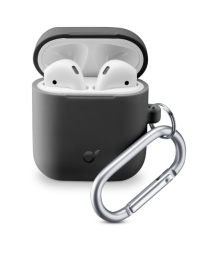 Ochranný kryt s karabinou Cellularline Bounce pro Apple AirPods 1 & 2, černý
