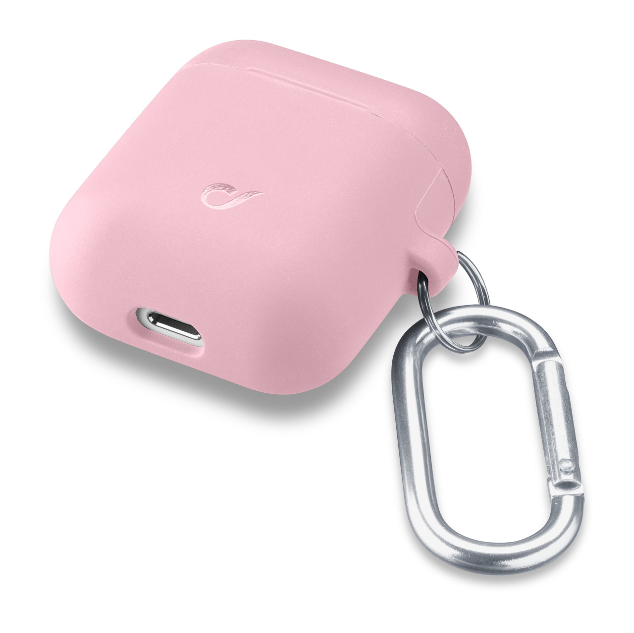 Ochranný kryt s karabinou Cellularline Bounce pro Apple AirPods 1 & 2, růžový