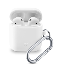 Ochranný kryt s karabinou Cellularline Bounce pro Apple AirPods 1 & 2, bílý