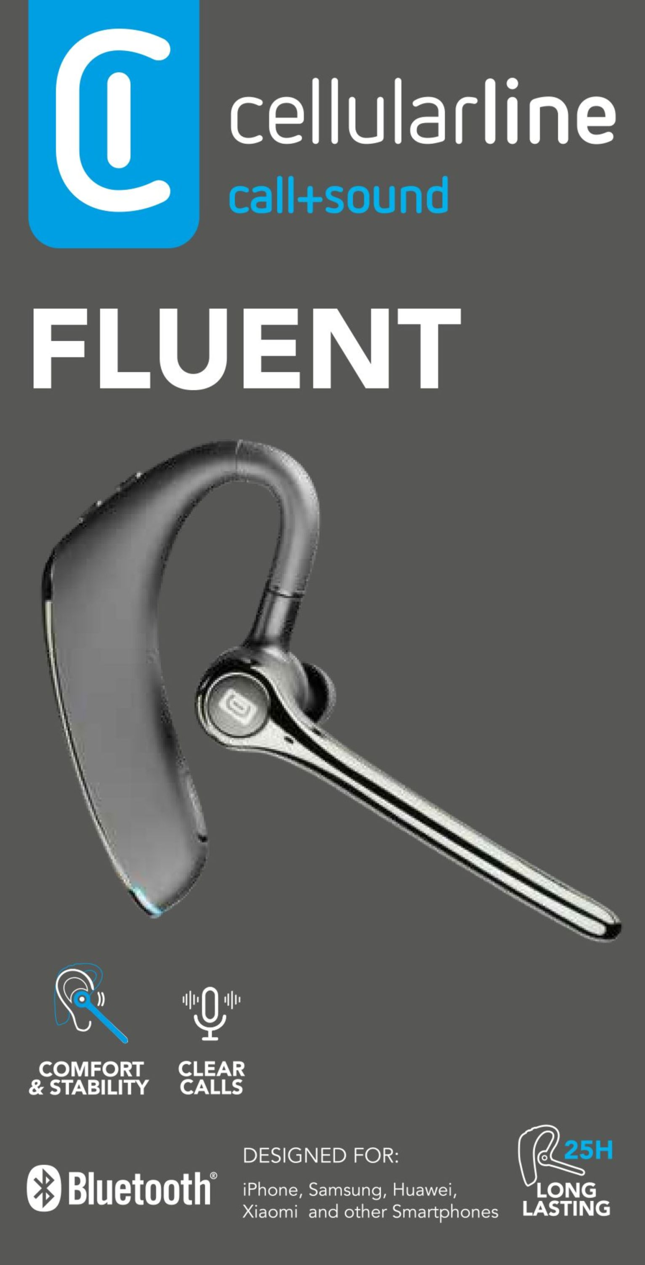 Bluetooth headset Cellularline Fluent s ergonomickým designem, černý