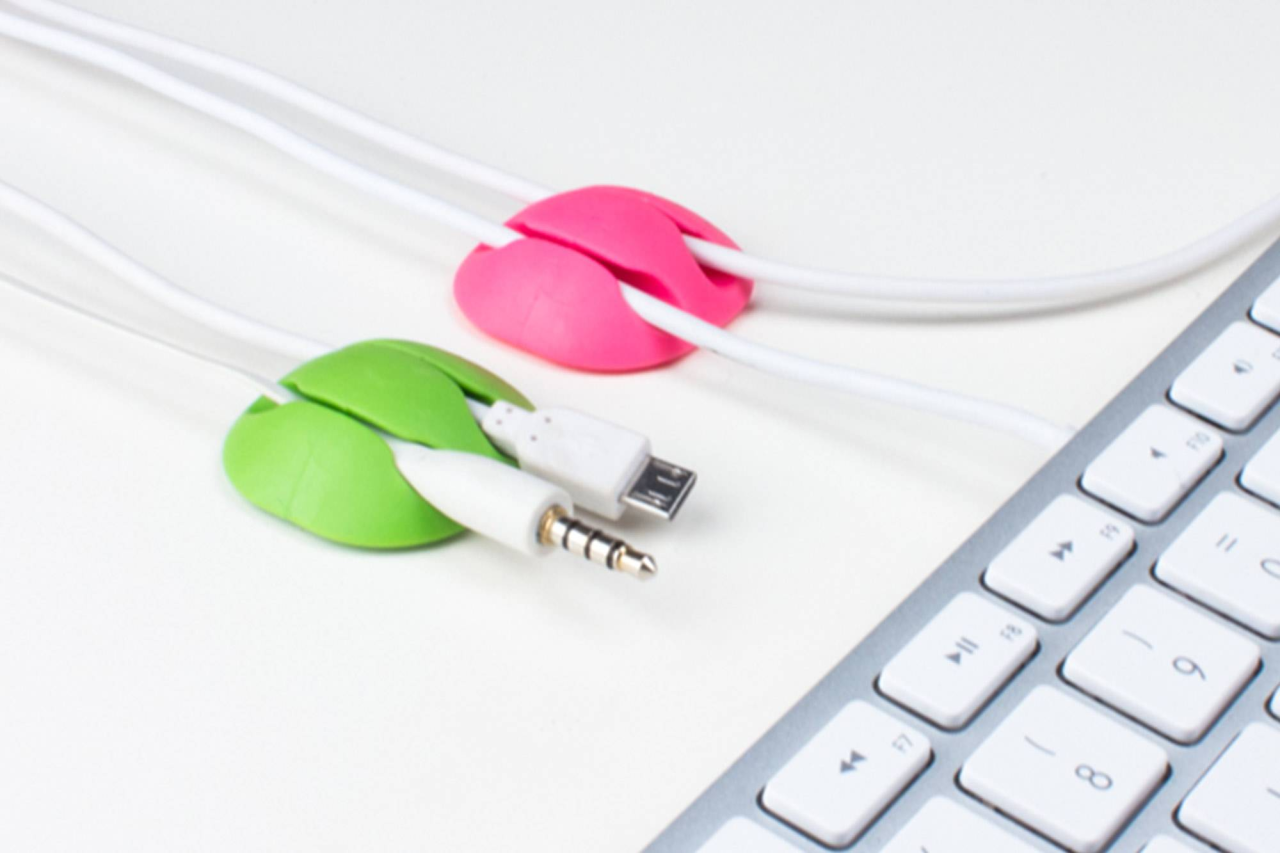 Kabelový organizér Cable Candy Mixed Beans, 6 ks, zelený a růžový