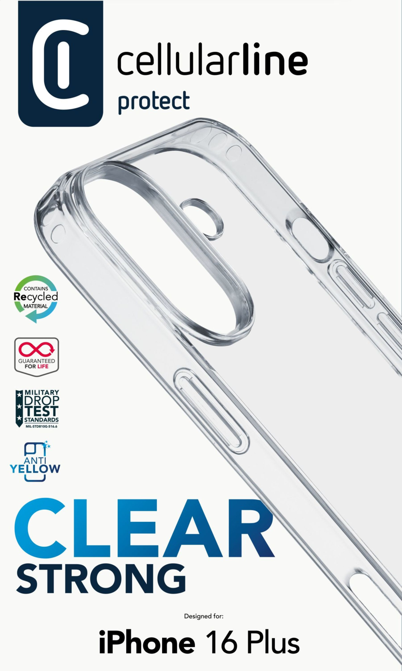 Zadní čirý kryt s ochranným rámečkem Cellularline Clear Duo pro Apple iPhone 16 Plus