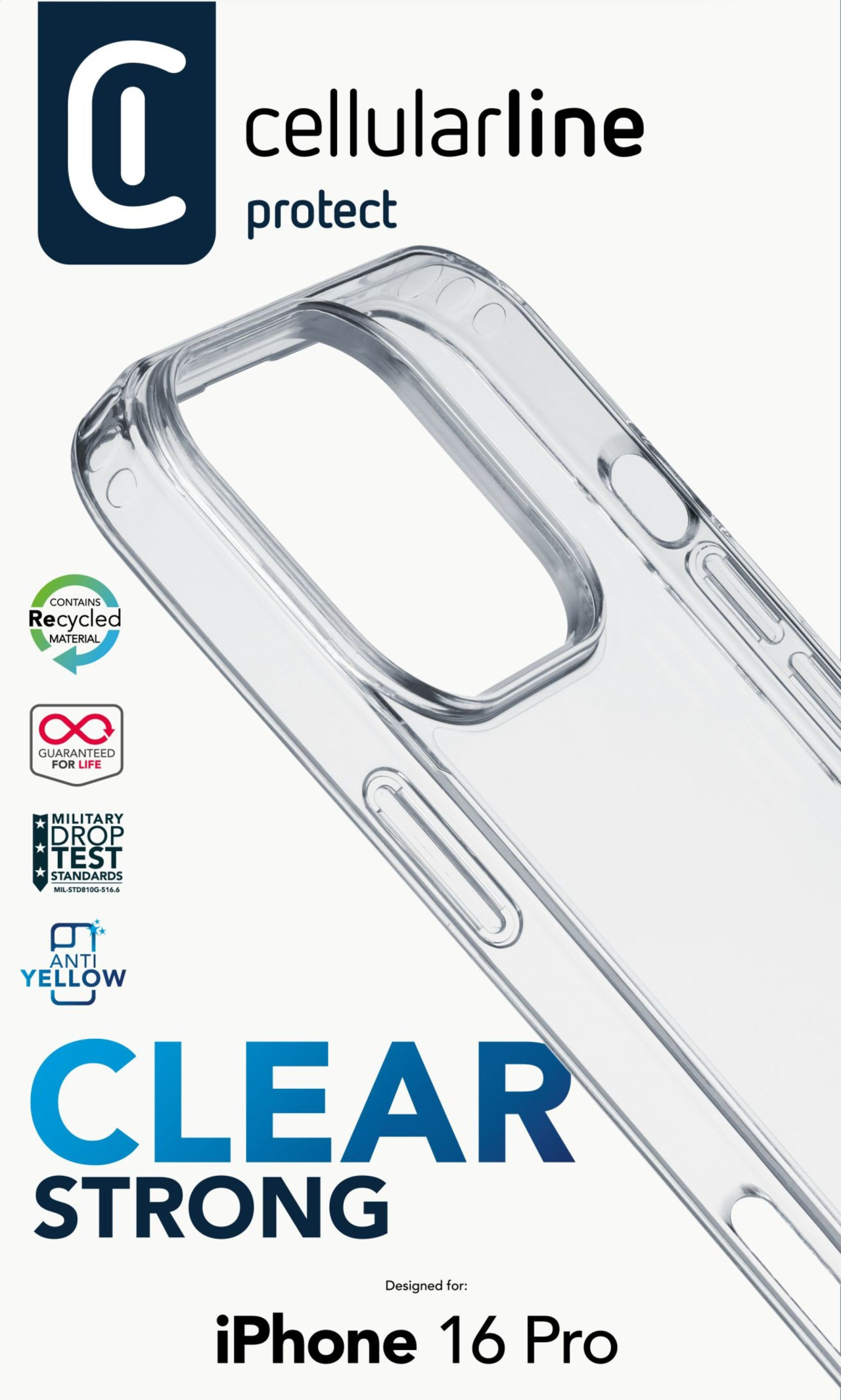 Zadní čirý kryt s ochranným rámečkem Cellularline Clear Duo pro Apple iPhone 16 Pro