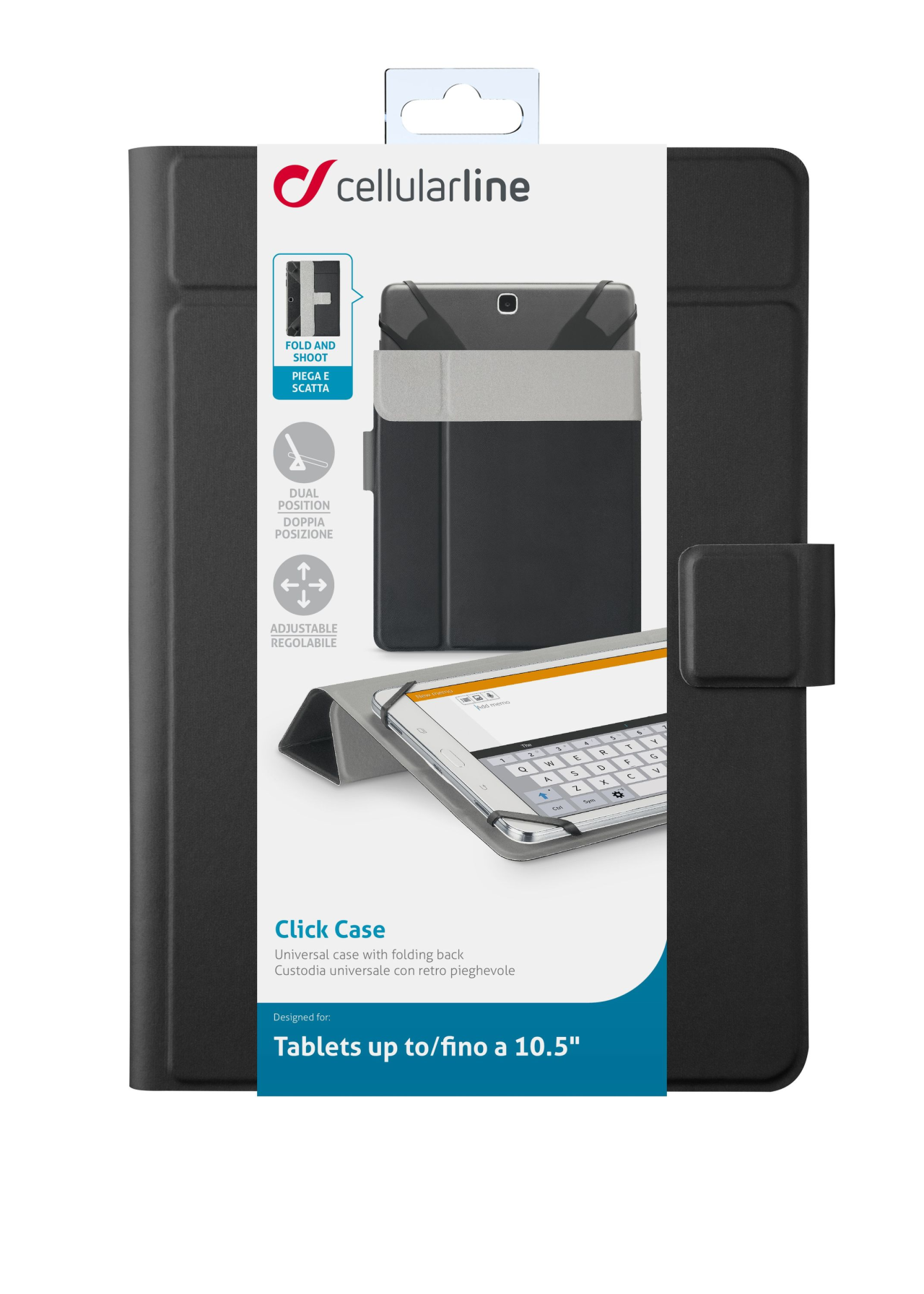 Univerzální tabletové pouzdro se stojánkem Cellularline CLICKCASE, 10,5", černé