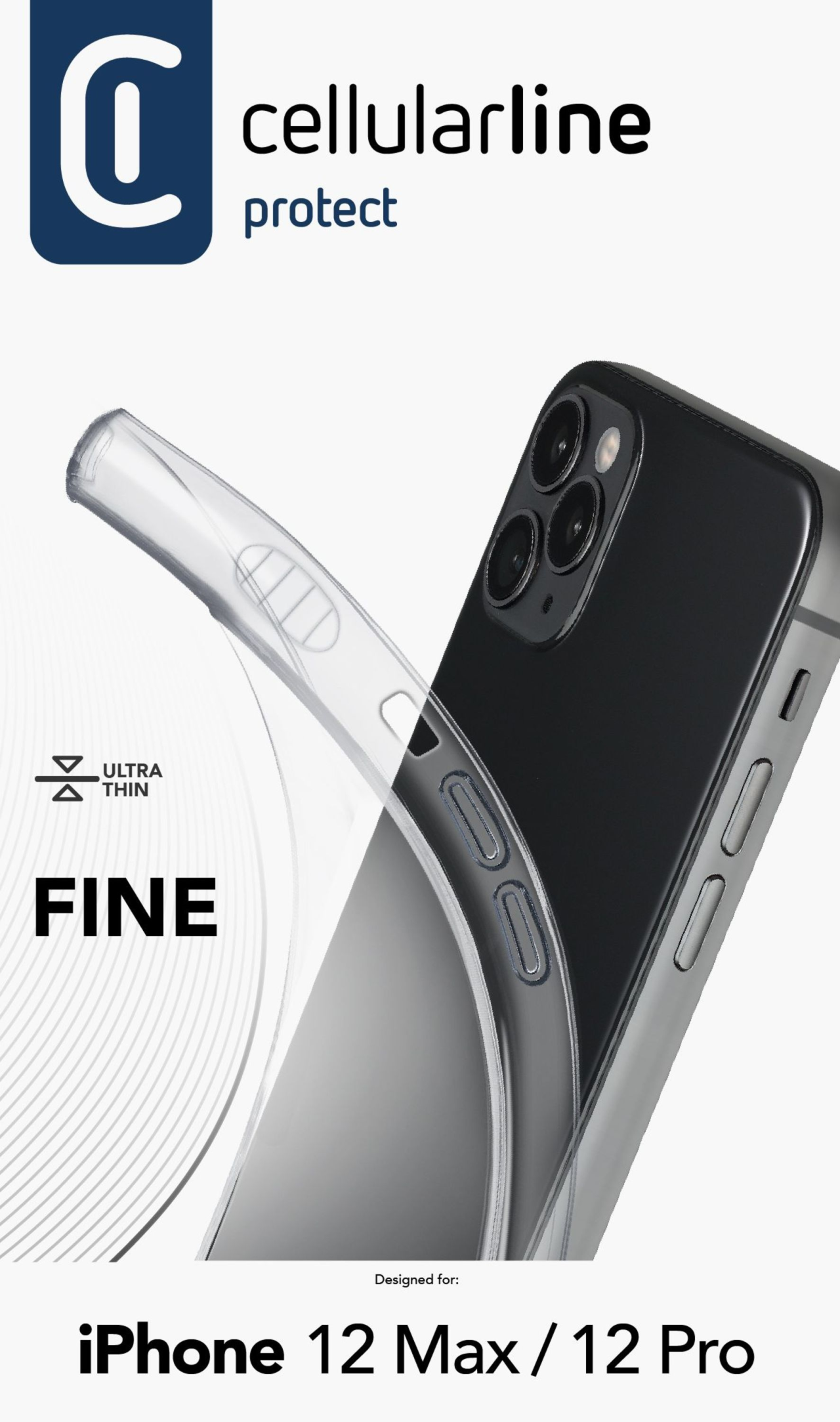 Extratenký zadní kryt Cellularline Fine pro Apple iPhone 12/12 Pro, transparentní