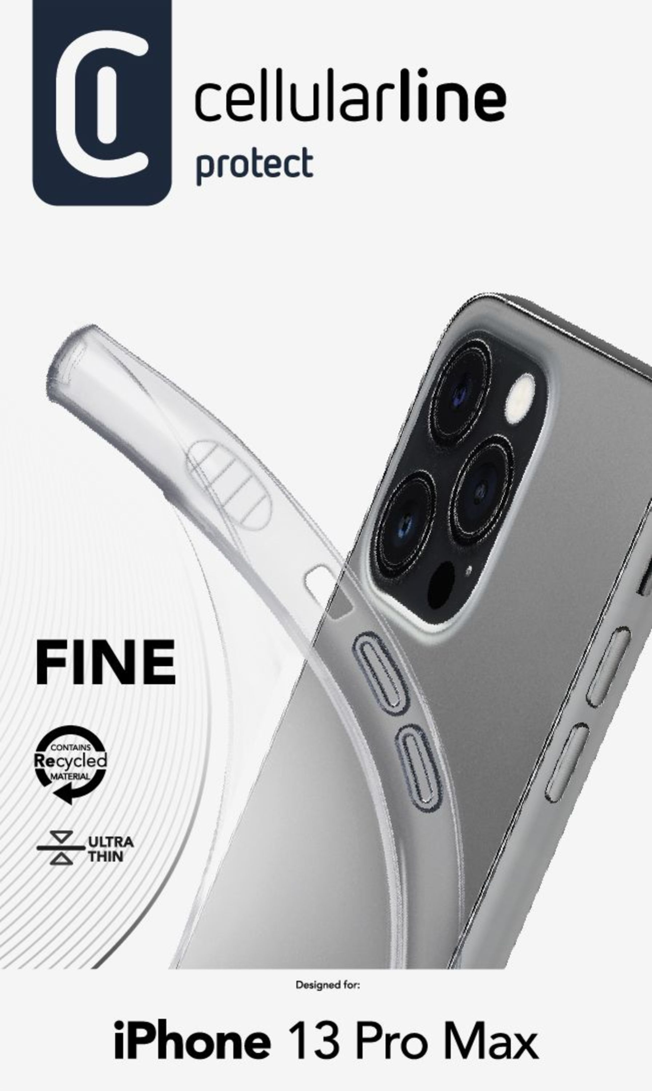 Extratenký zadní kryt CellularLine Fine pro Apple iPhone 13 Pro Max, transparentní