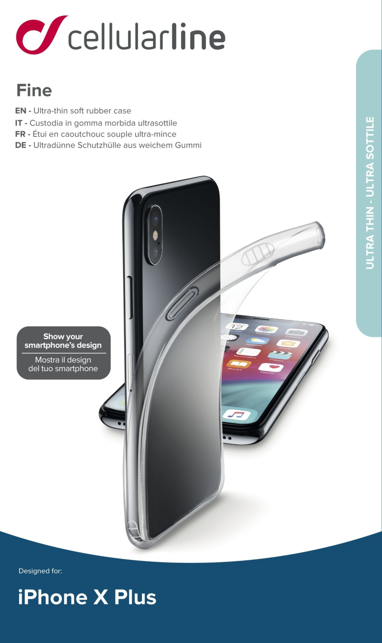 Extratenký zadní kryt CellularLine Fine pro Apple iPhone XS Max, transparentní