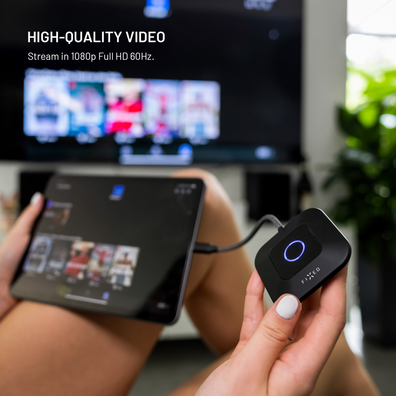 Bezdrátový HDMI Adaptér FIXED AirLink, 100W, PD 3.0, černý