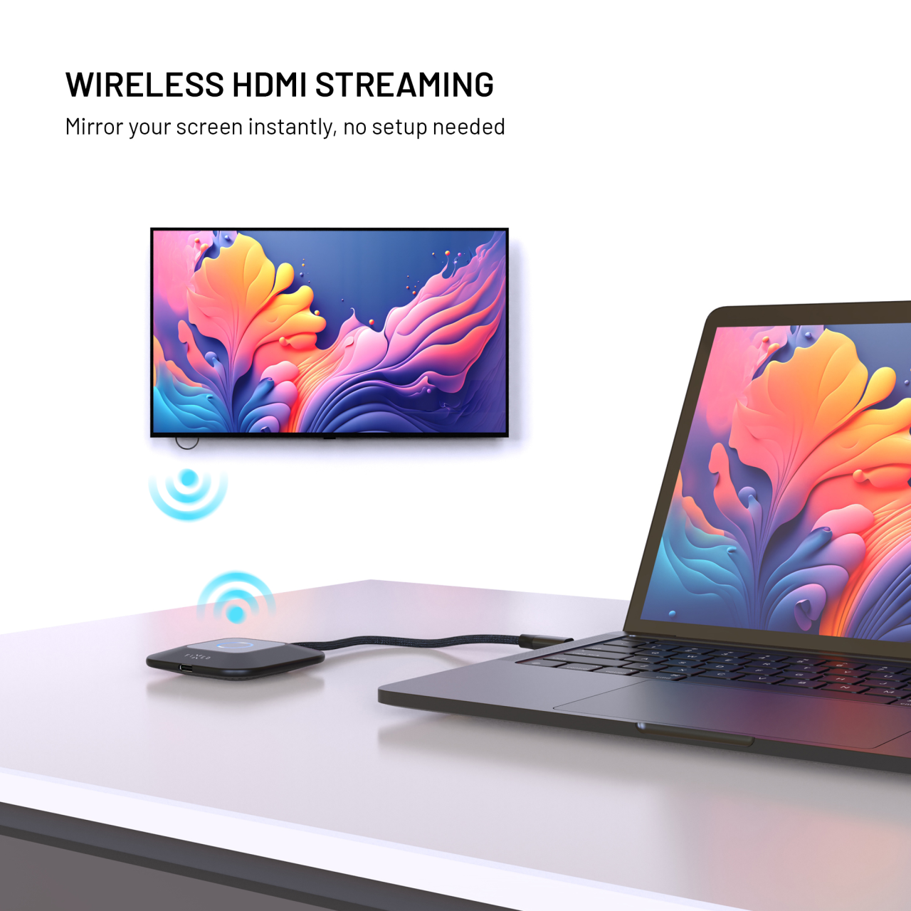 Bezdrátový HDMI Adaptér FIXED AirLink, 100W, PD 3.0, černý