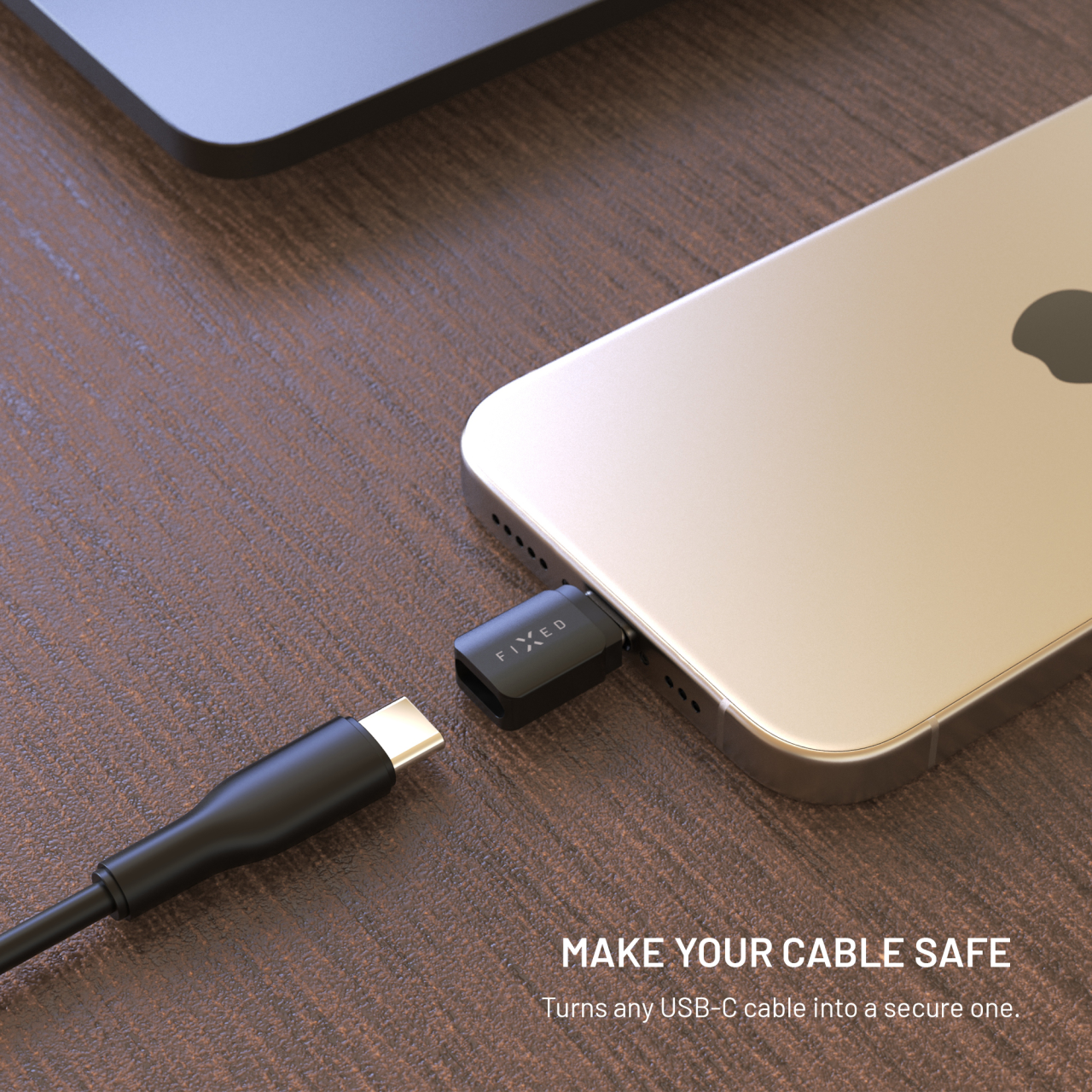 Hliníkový USB-C/C a USB-C/U Data blocker 2in1 FIXED, černý