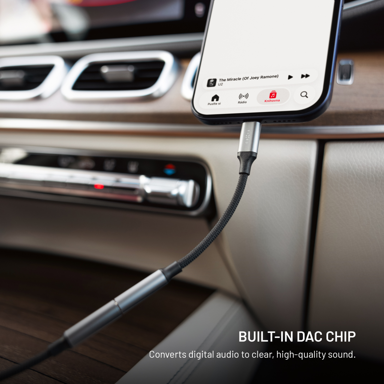 Redukce FIXED USB-C na 3,5mm jack šedá