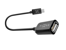 FIXED OTG datový kabel s konektory USB-C/USB-A, USB 2.0, 20 cm, černý