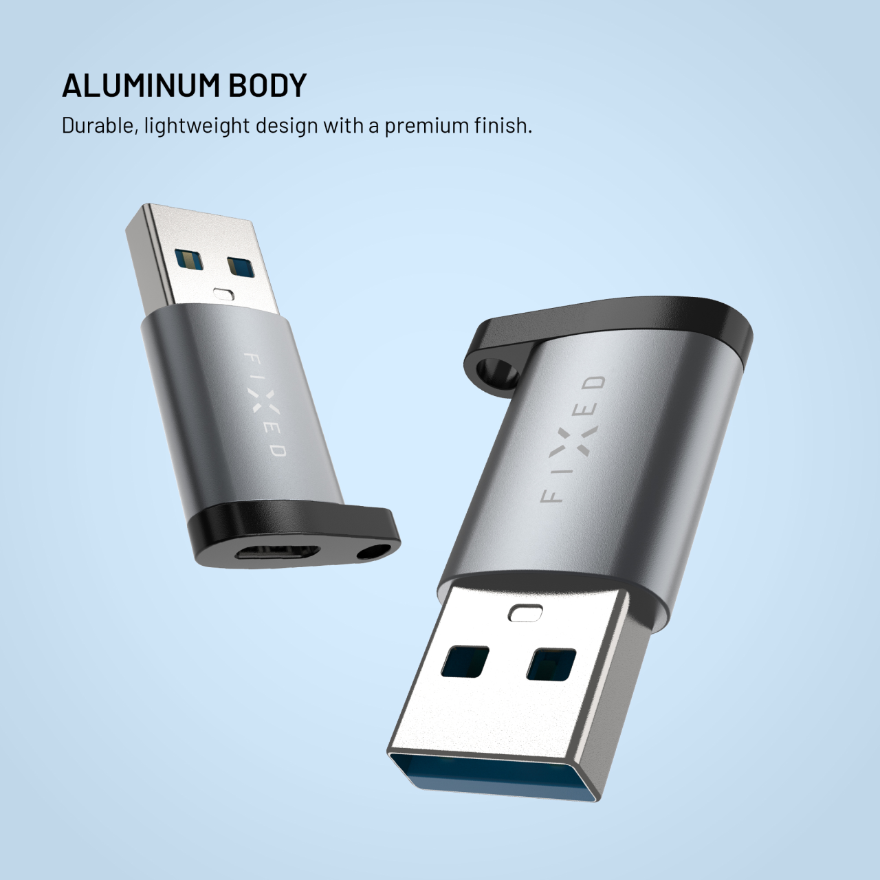 FIXED Redukce z hliníku Link USB-C na USB-A, šedá