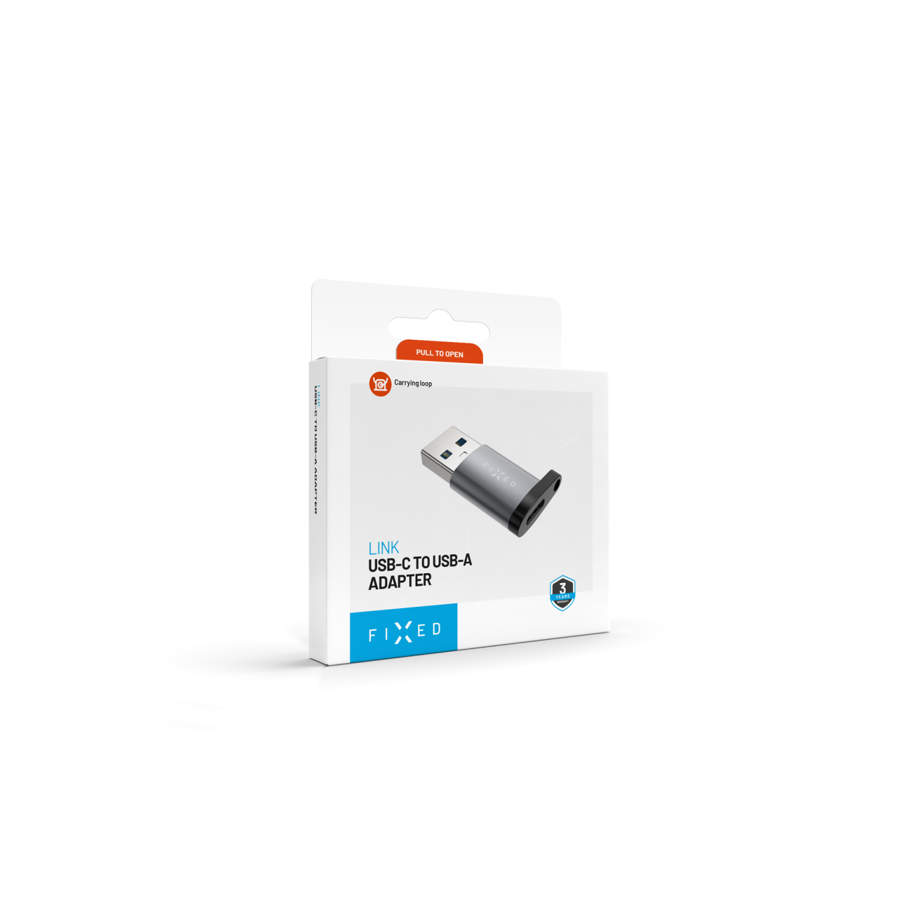 FIXED Redukce z hliníku Link USB-C na USB-A, šedá