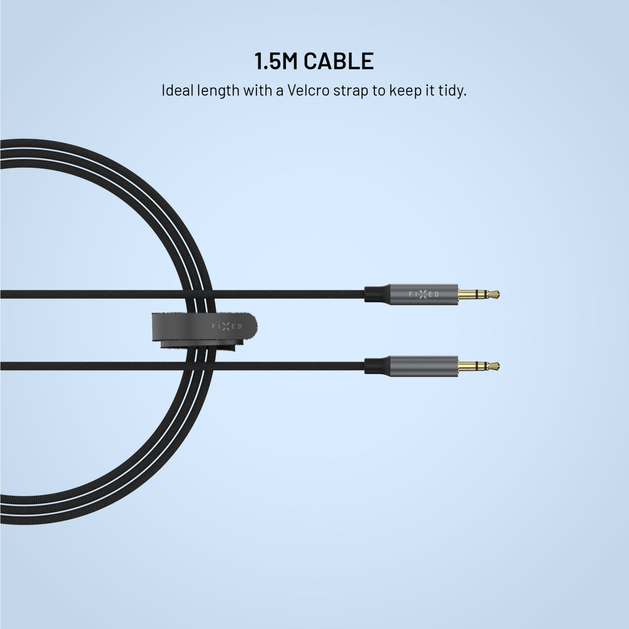 Audio kabel FIXED jack/jack 1,5 m šedý