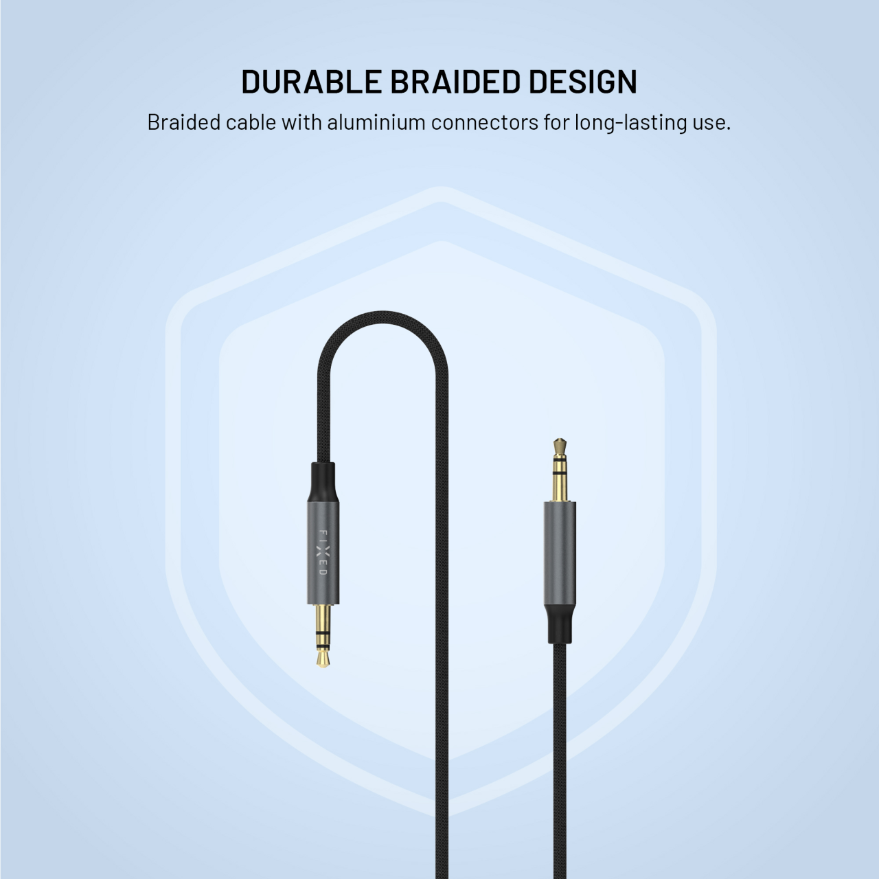 Audio kabel FIXED jack/jack 1,5 m šedý
