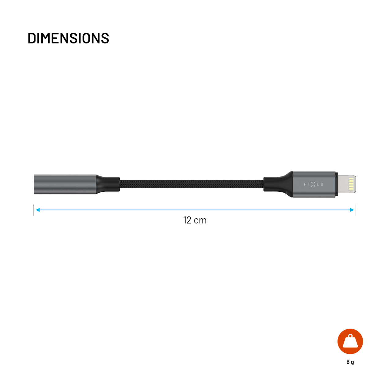 Redukce FIXED Lightning na 3,5mm jack šedá