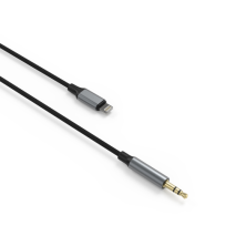 Audio kabel FIXED Lightning na jack 1,5 m šedý