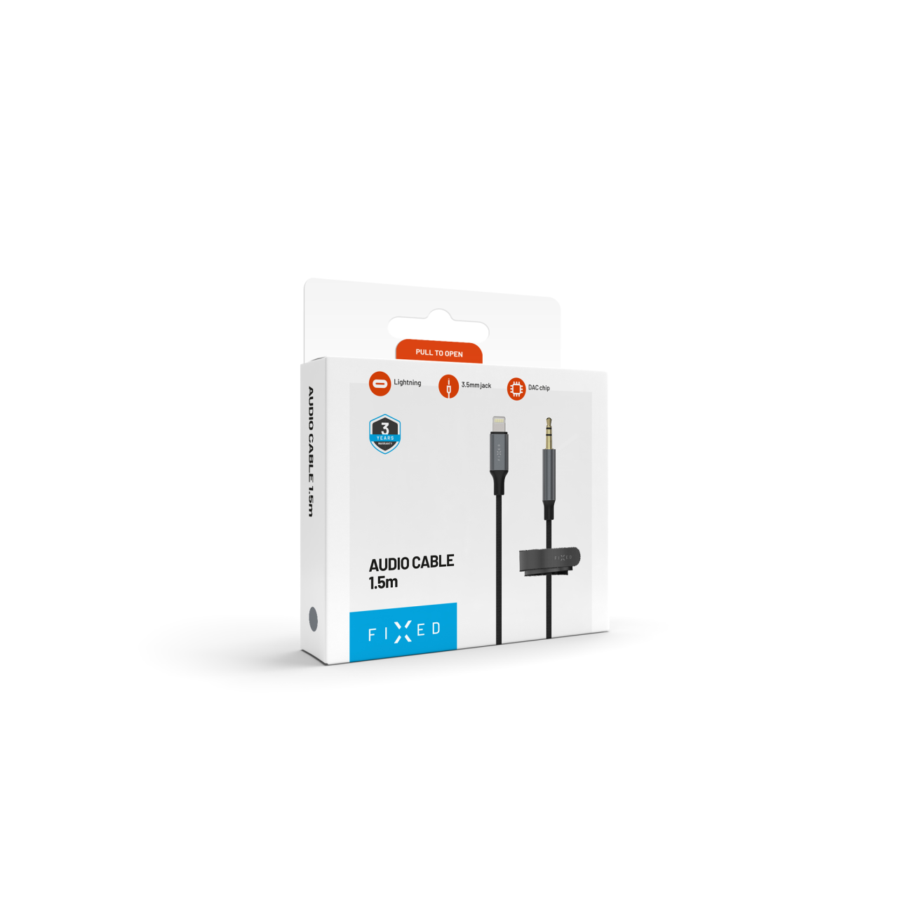 Audio kabel FIXED Lightning na jack 1,5 m šedý
