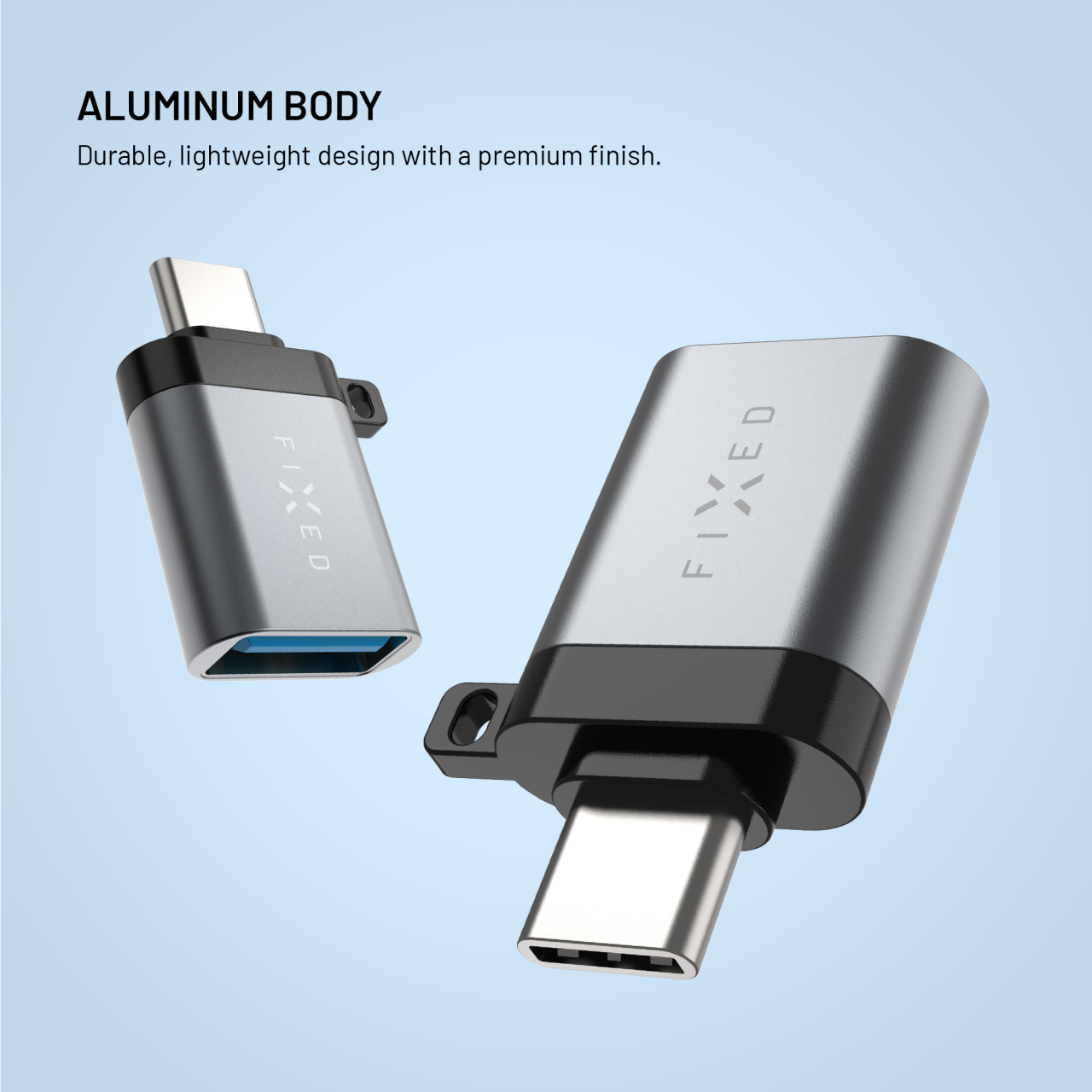 FIXED Redukce z hliníku Link USB-A na USB-C, šedá