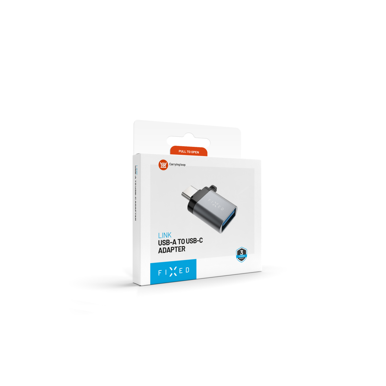 FIXED Redukce z hliníku Link USB-A na USB-C, šedá