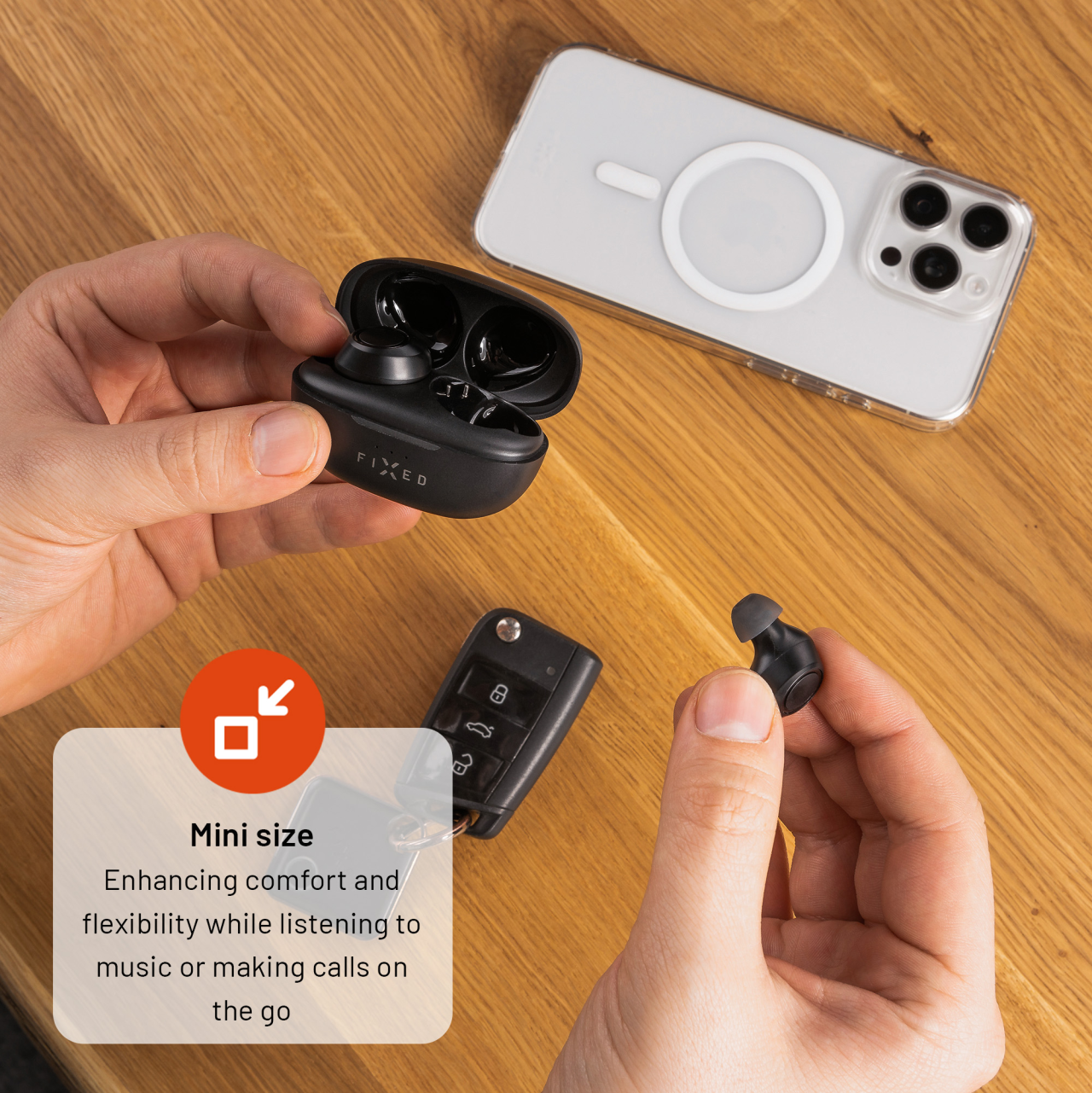 FIXED Bezdrátová TWS sluchátka Buds, černá