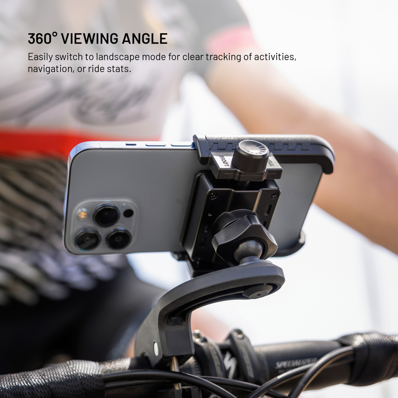 Univerzální držák mobilního telefonu na kolo FIXED Bikee Plus Vista s uchycením na střed řídítek, černý