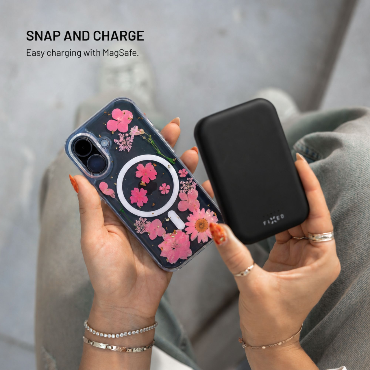 Zadní kryt na mobil Apple iPhone 15 - Fixed MagBloom, MagSafe, Pink Blossom