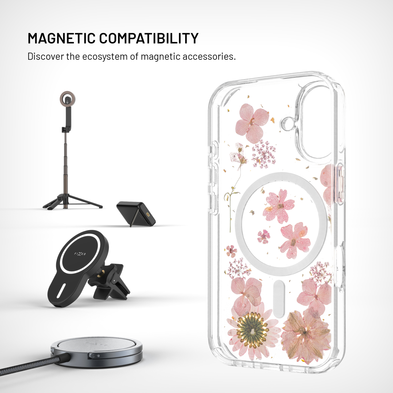 Zadní kryt na mobil Apple iPhone 16 - Fixed MagBloom, MagSafe, Pink Blossom