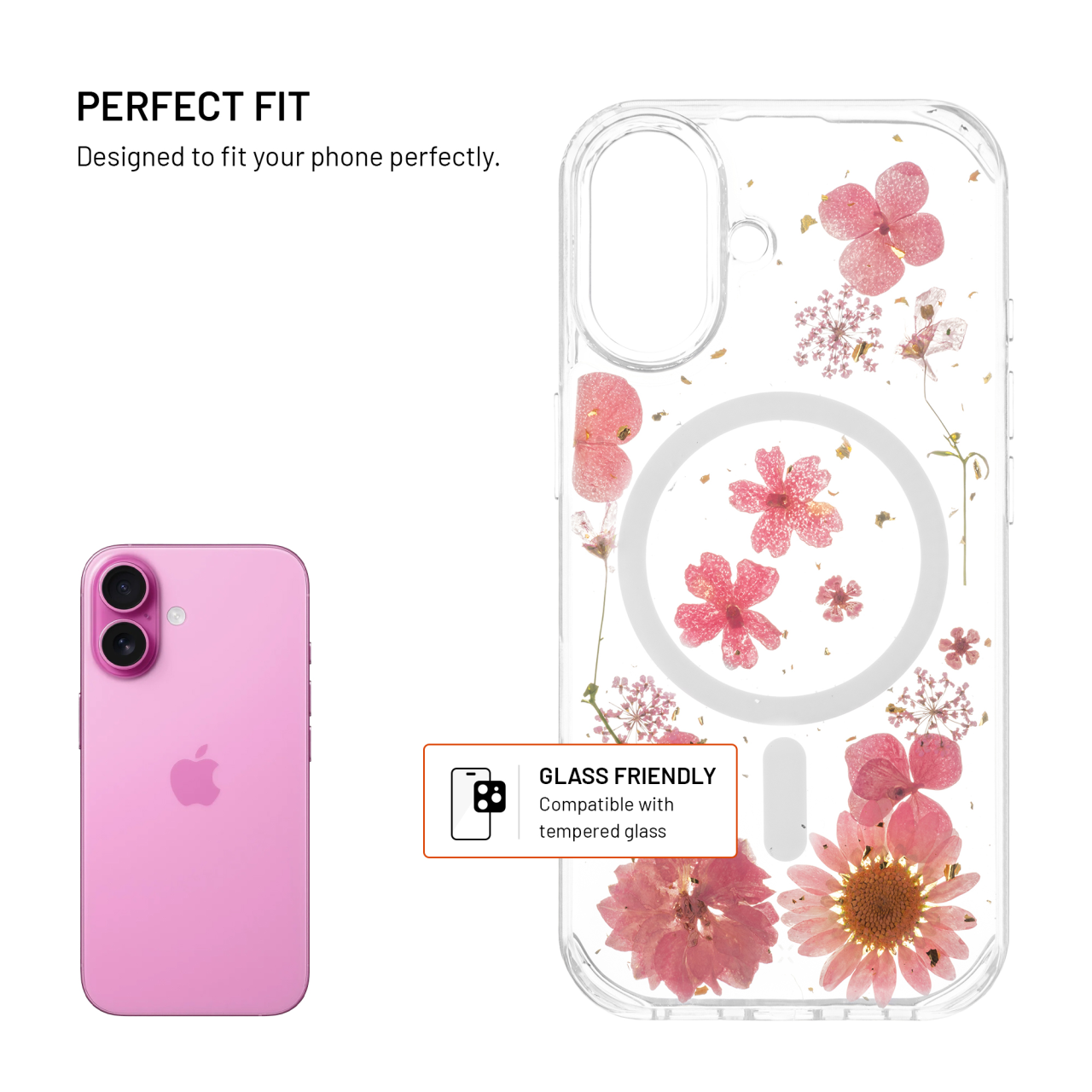 Zadní kryt na mobil Apple iPhone 16 - Fixed MagBloom, MagSafe, Pink Blossom