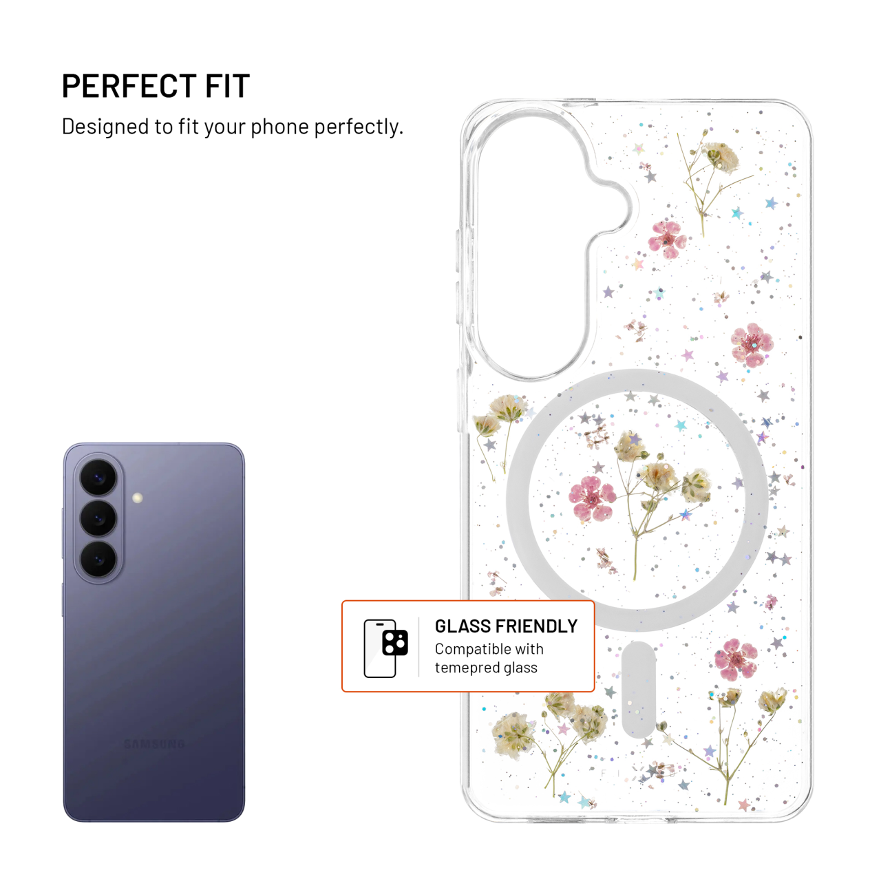 FIXED MagBloom Back Cover with MagSafe Support for Samsung Galaxy S26, Blush Plum