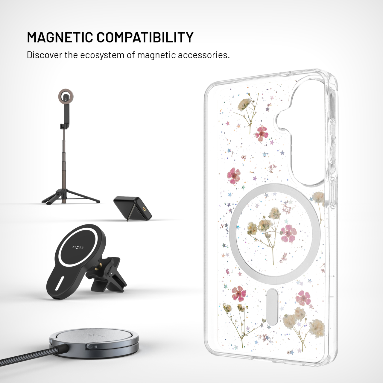 FIXED MagBloom Back Cover with MagSafe Support for Samsung Galaxy S26, Blush Plum