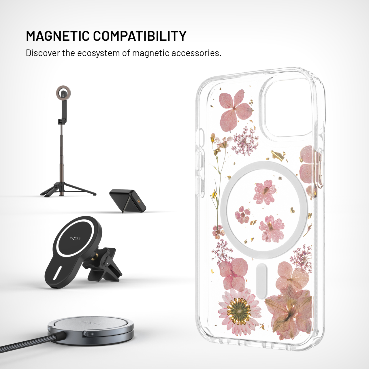 Zadní kryt na mobil Apple iPhone 13 - Fixed MagBloom, MagSafe, Pink Blossom