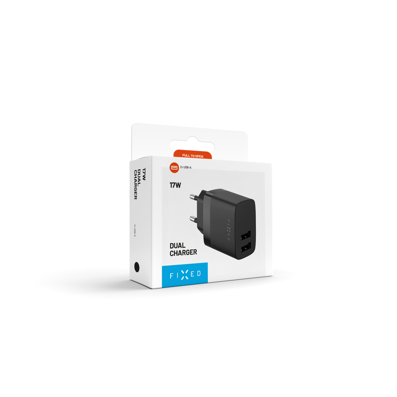 Nabíječka do sítě s 2xUSB výstupem, 17W Smart Rapid Charge - Fixed, černá