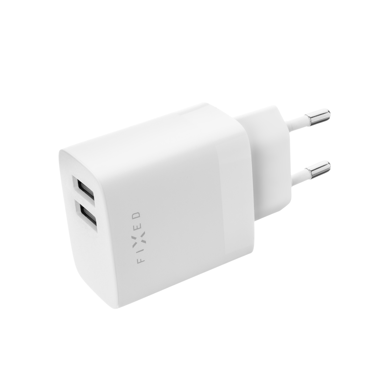FIXED Síťová nabíječka s 2xUSB výstupem, 17W Smart Rapid Charge, bílá