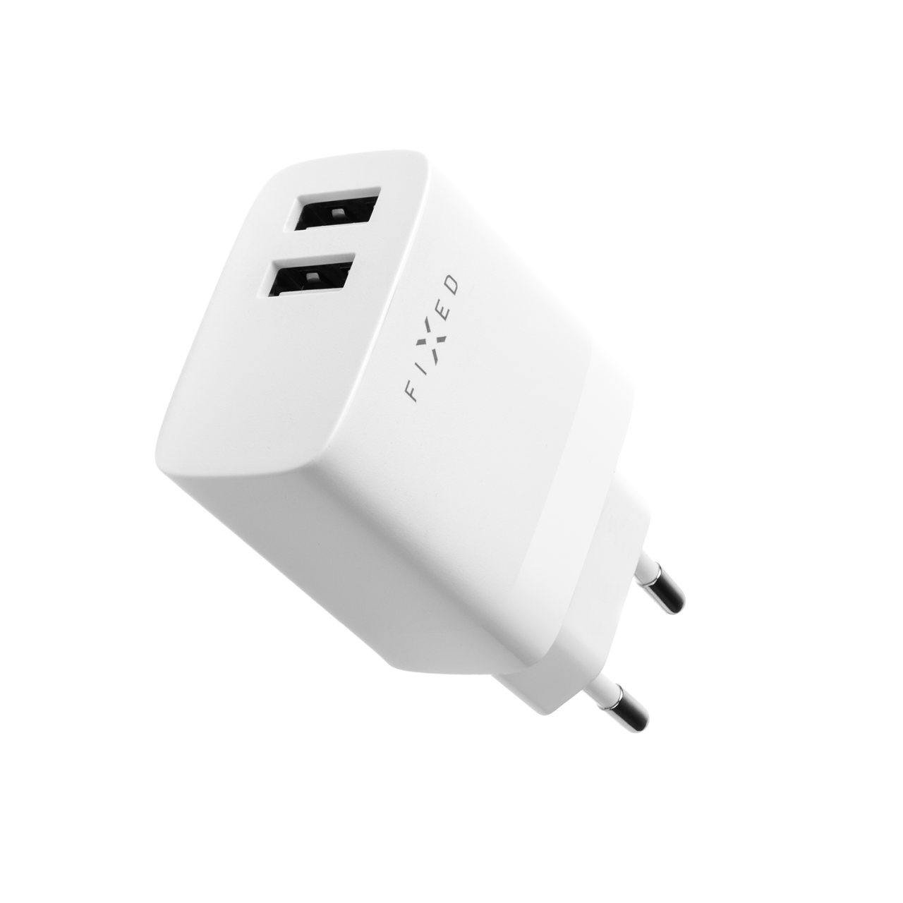 FIXED Set síťové nabíječky s 2xUSB výstupem a USB/Lightning kabelu, 1 metr, MFI, 17W Smart Rapid Charge, bílá