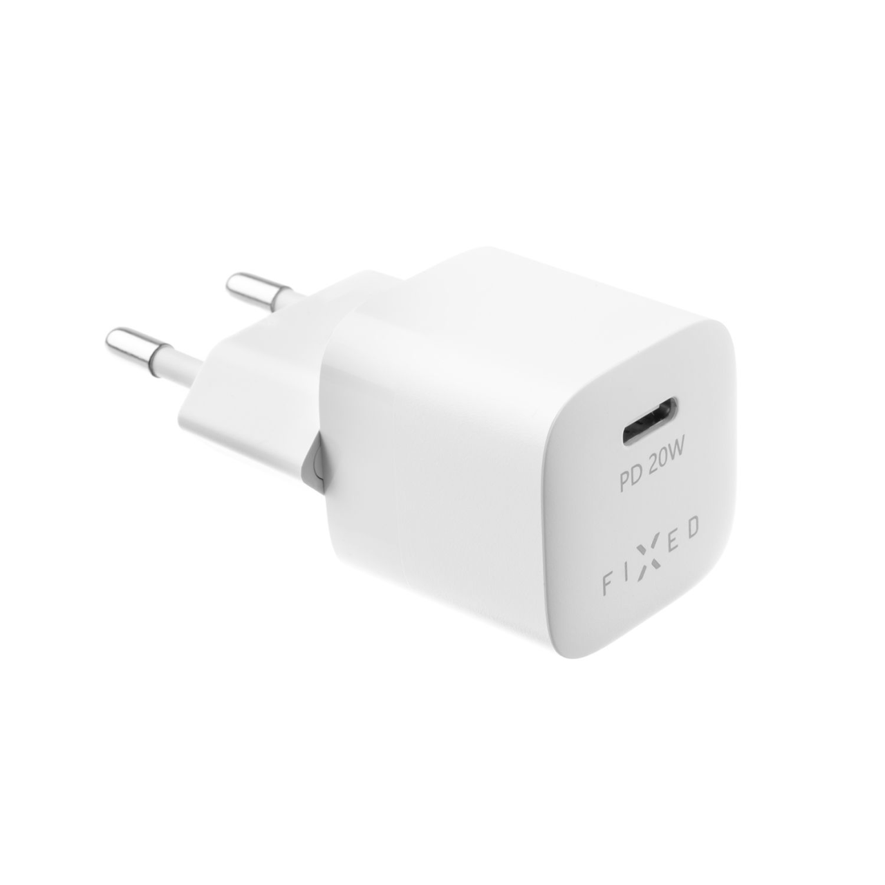 FIXED Set síťové nabíječky Mini s USB-C výstupem a USB-C/USB-C kabelu, podpora PD, 1 metr, 20W, bílý