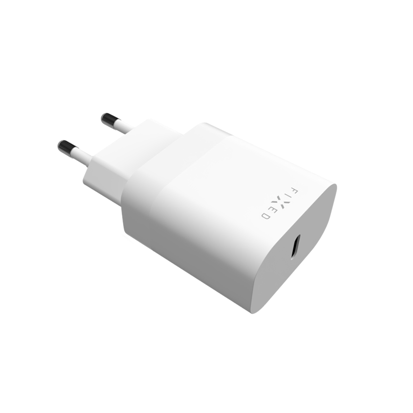 FIXED Síťová nabíječka s USB-C výstupem a podporou PD, 20W, bílá
