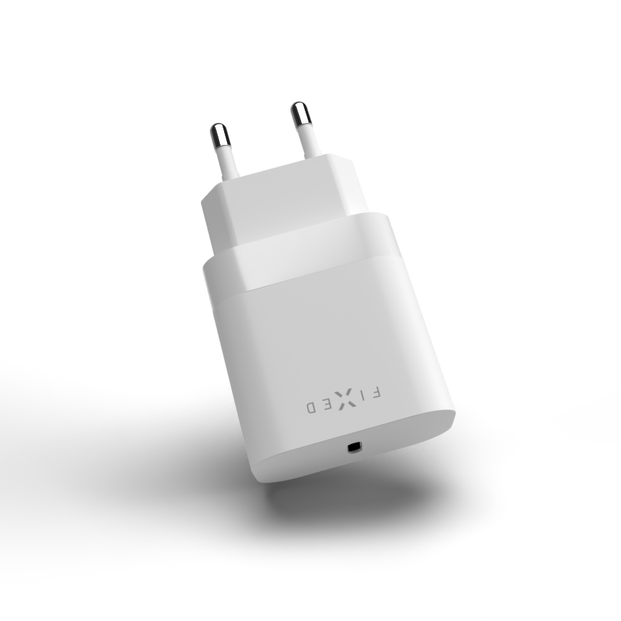 FIXED Síťová nabíječka s USB-C výstupem a podporou PD, 20W, bílá