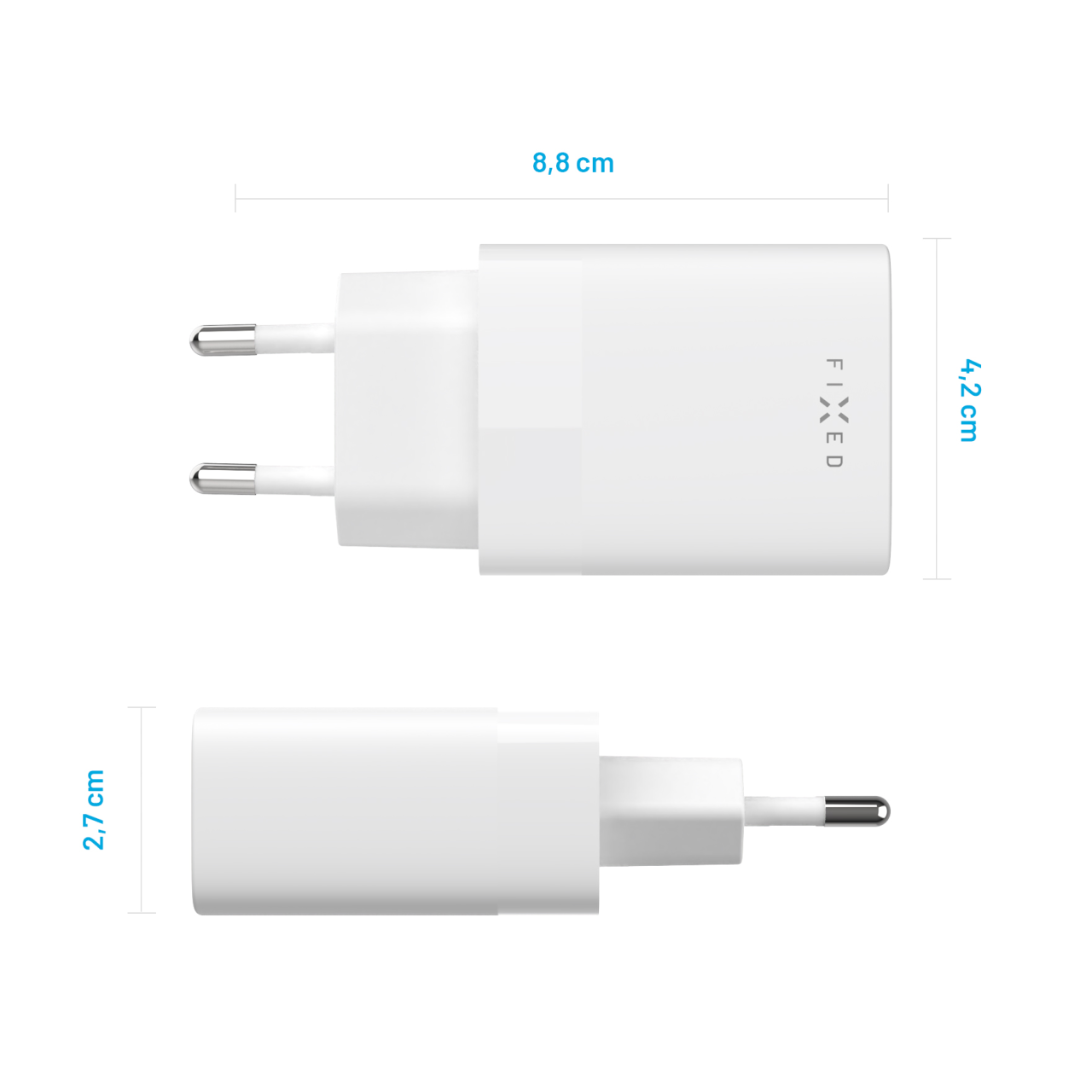 FIXED Síťová nabíječka s USB-C výstupem a podporou PD, 30W, bílá