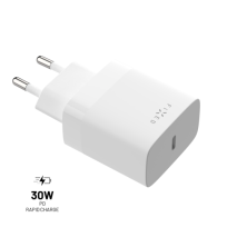 FIXED Síťová nabíječka s USB-C výstupem a podporou PD, 30W, bílá