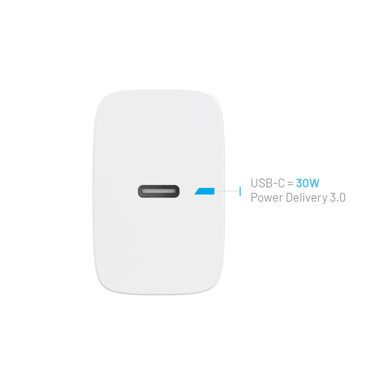 FIXED Síťová nabíječka s USB-C výstupem a podporou PD, 30W, bílá