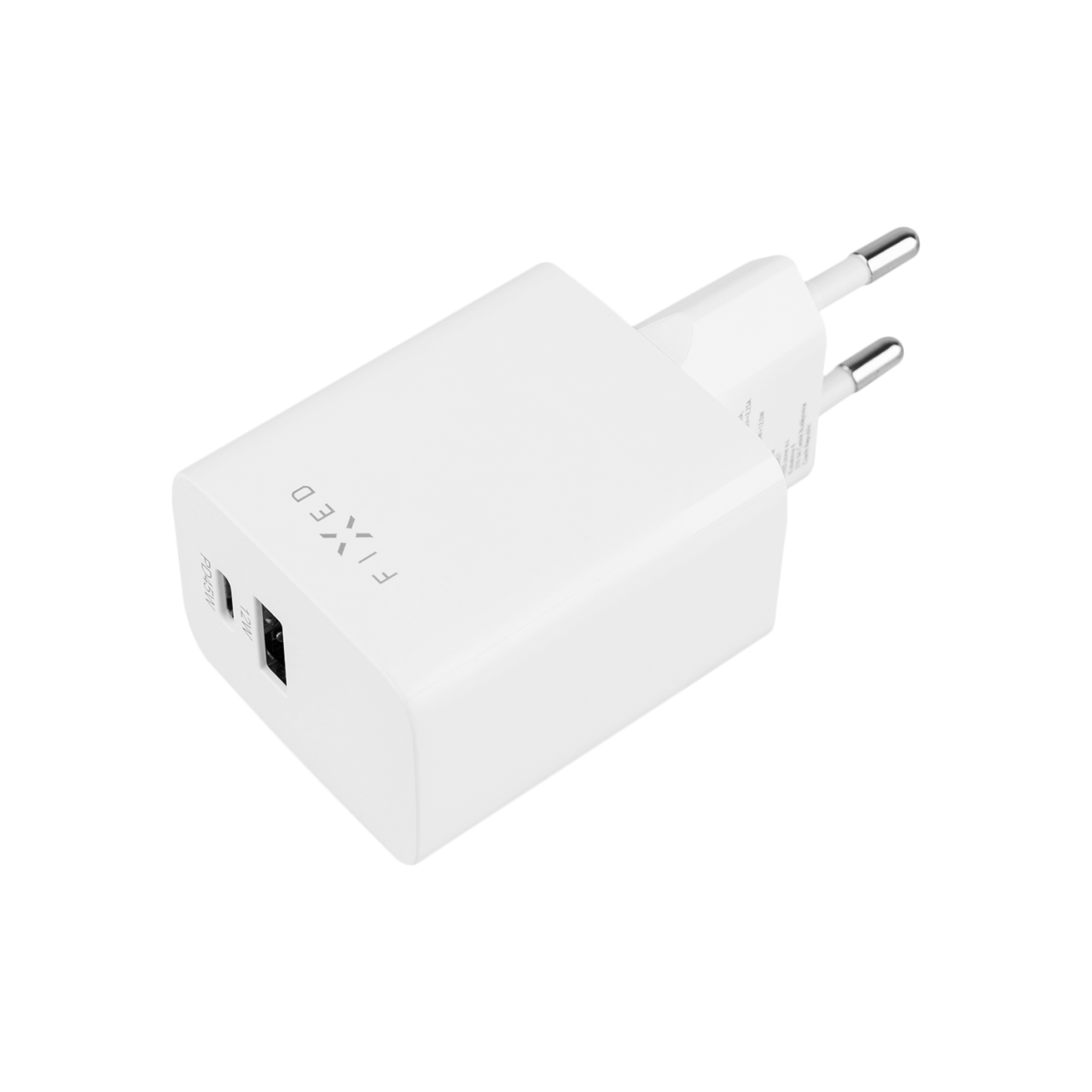 FIXED Síťová nabíječka Mini s USB-C a USB výstupem, podpora PD, 45W, bílá