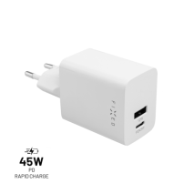 FIXED Síťová nabíječka Mini s USB-C a USB výstupem, podpora PD, 45W, bílá