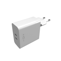 FIXED Síťová nabíječka s 2x USB-C výstupem, podpora PD, 65W, bílá