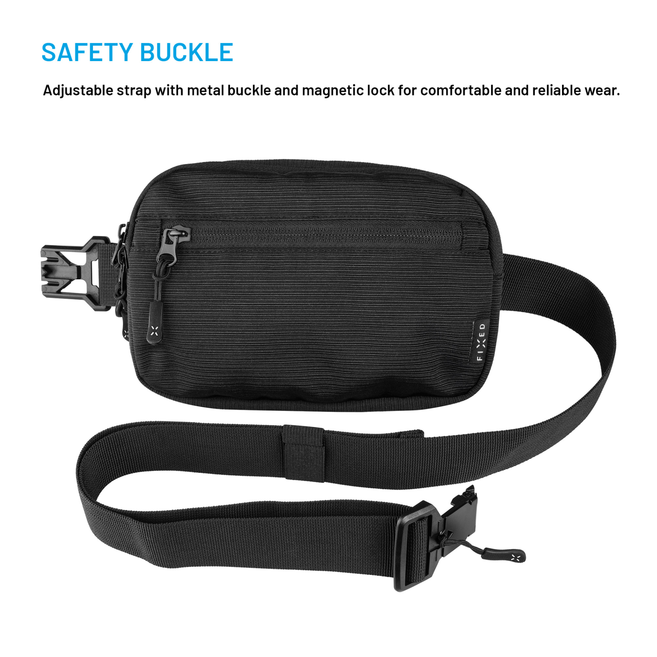 Taštička okolo pasu s kapsami FIXED Camino Belt, černá