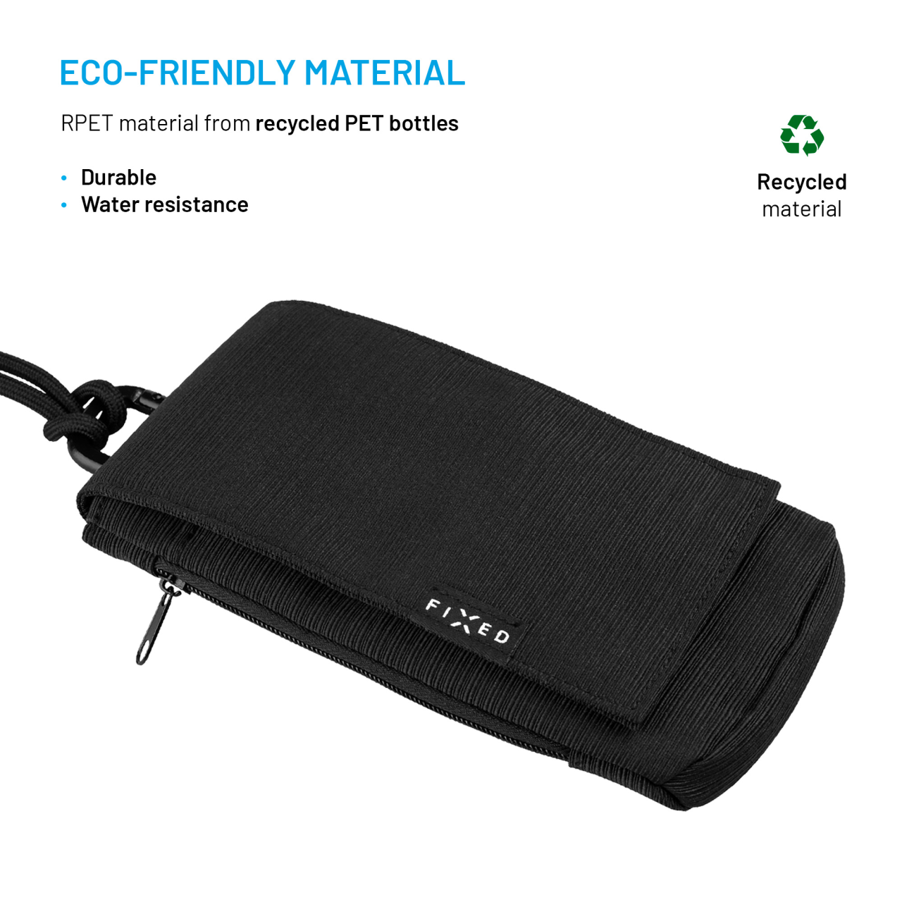 Taštička přes rameno s kapsou FIXED Camino Case pro mobilní telefony do 7", černá