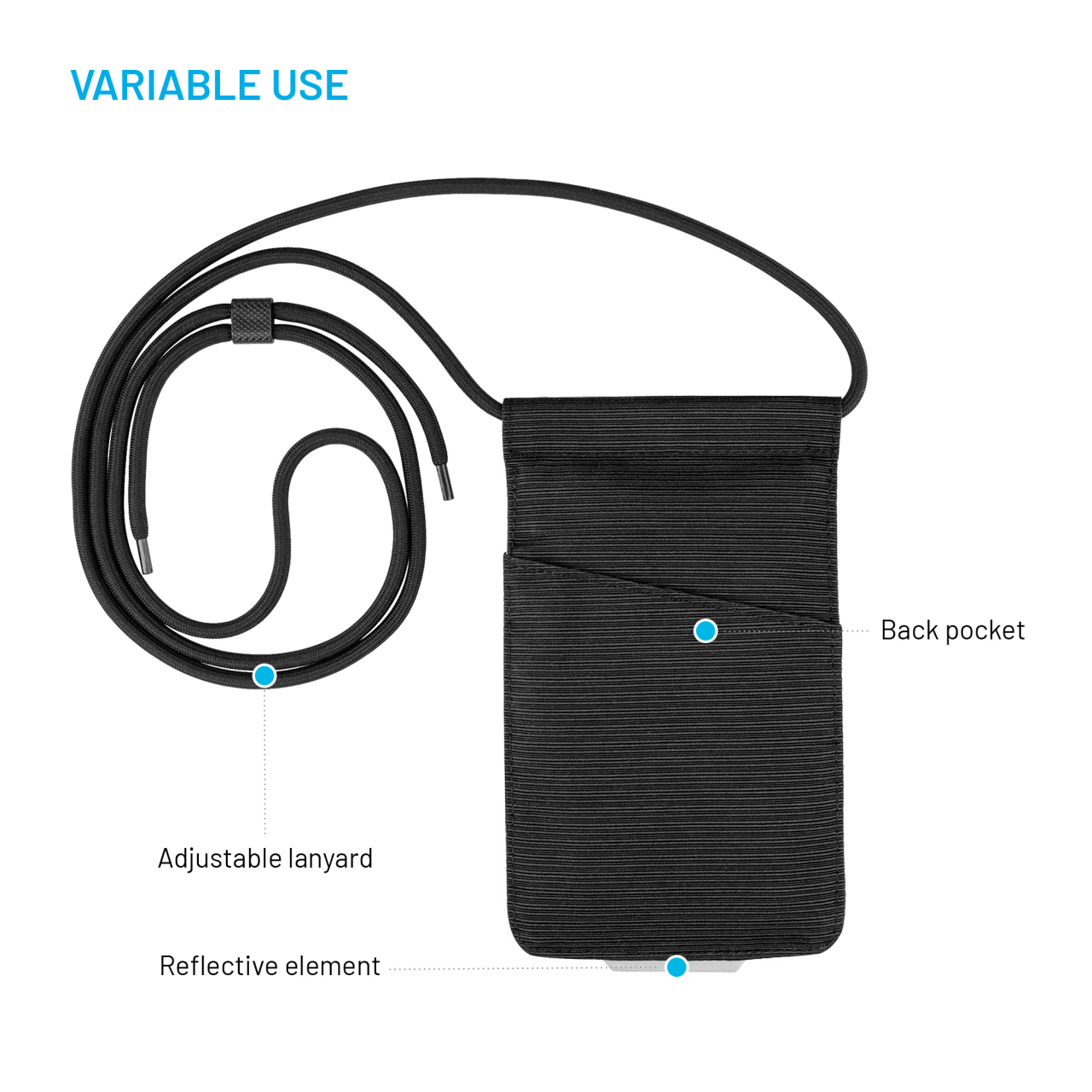 Taštička přes rameno s kapsou FIXED Camino Sling pro mobilní telefony do 7", černá