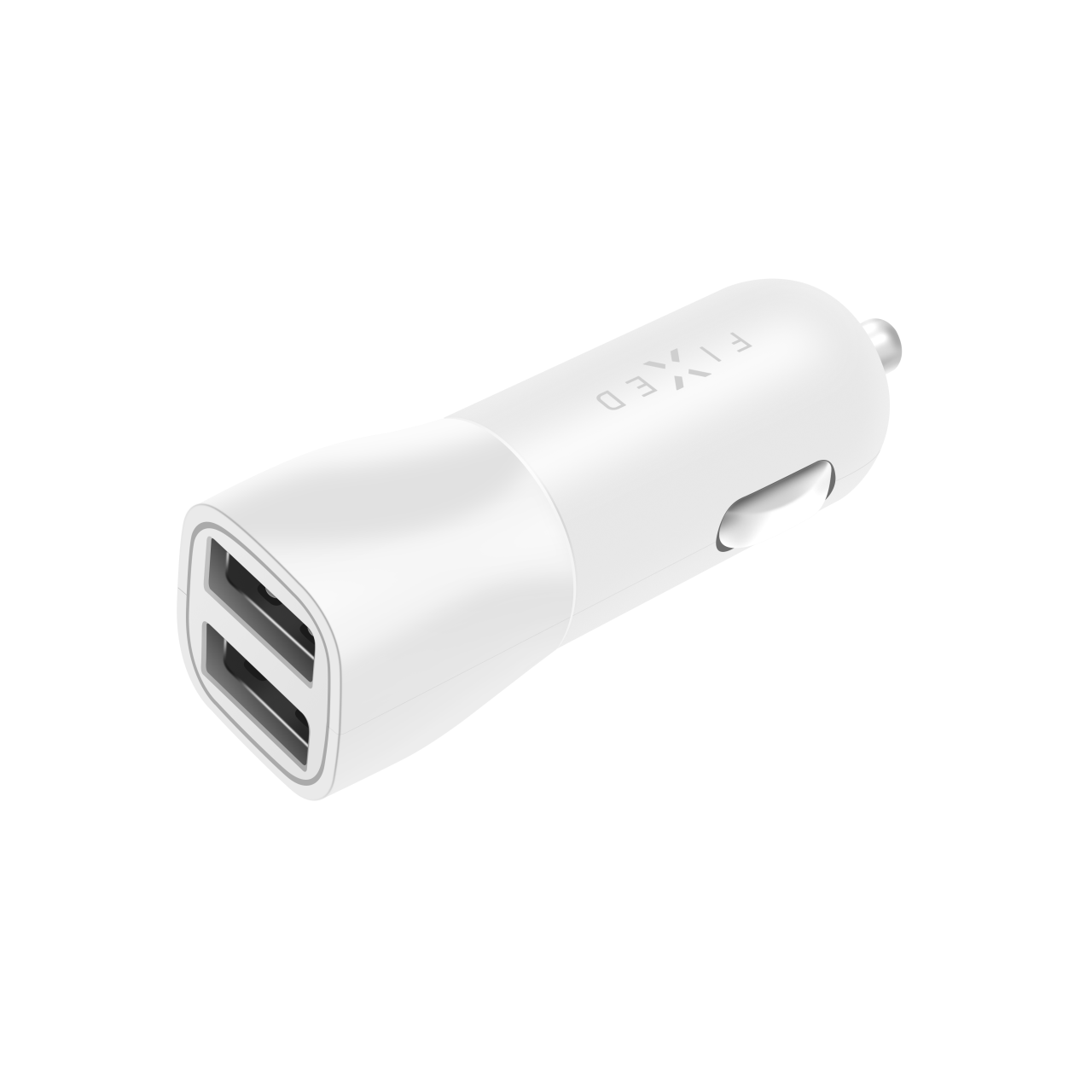 FIXED Autonabíječka s 2xUSB výstupem, 15W Smart Rapid Charge, bílá